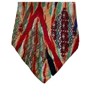 Coogi Australia Classic Print Bright Colors Retro Abstract Silk Necktie Vtg USA‎